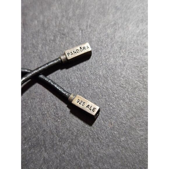Pandora Sterling Silver Black Cord Necklace Lariat Style 40" - Picture 9 of 10
